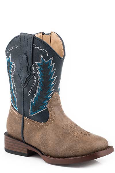 'Roper' Toddlers' Billy Western Square Toe - Brown / Navy