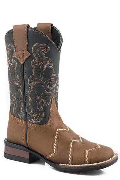 'Roper' Toddlers' Monterey Angles Western Square Toe - Brown / Black