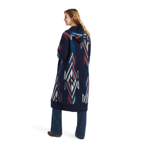 'Ariat' Women's Coatigan Chimayo Sweater - Navy Jacquard -inspired pattern created by the artists at