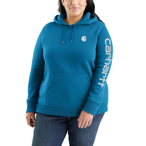 'Carhartt' Women's Clarksburg Sleeve Logo Hoodie - Marine Blue