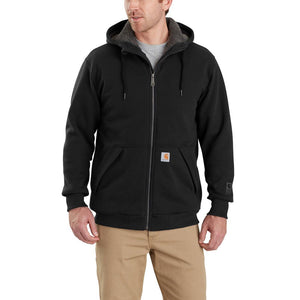 'Carhartt' Men's Rain Defender® Midweight Sherpa Lined Full Zip Sweatshirt - Black
