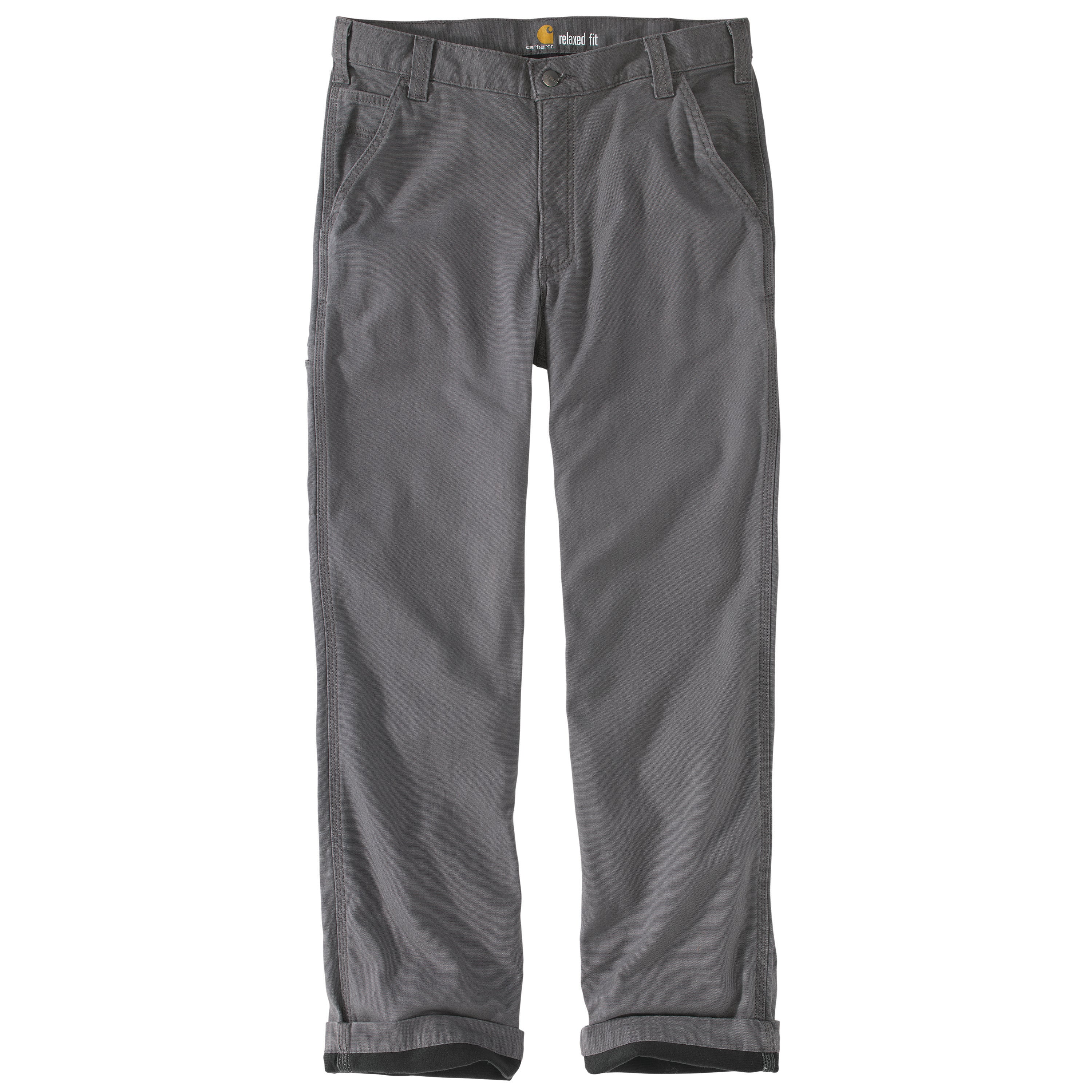 'Carhartt' Men's Rugged Flex Rigby Dungaree Flannel Lined Pant - Gravel