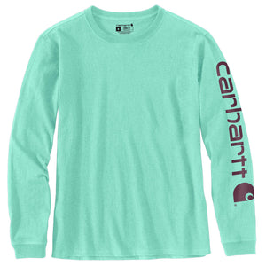 'Carhartt' Women's Workwear Logo Sleeve T-Shirt - Sea Green Heather