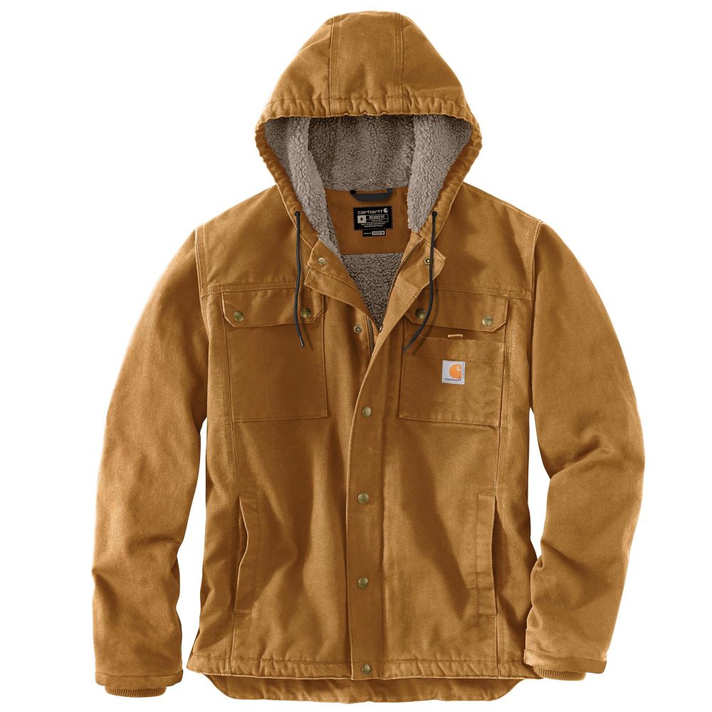 'Carhartt' Men's Relaxed Fit Washed Duck Sherpa Lined Utility Jacket - Carhartt Brown