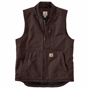 'Carhartt' Men's Washed Duck Insulated Rib Collar Vest -  Dark Brown