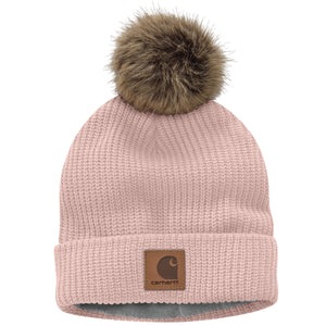 'Carhartt' Women's Fleece Lined Pom Hat - Ash Rose