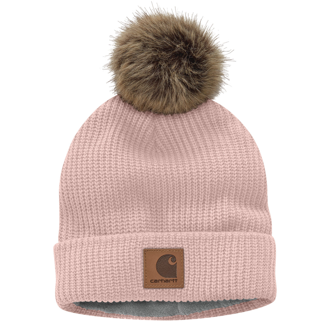 'Carhartt' Women's Fleece Lined Pom Hat - Ash Rose