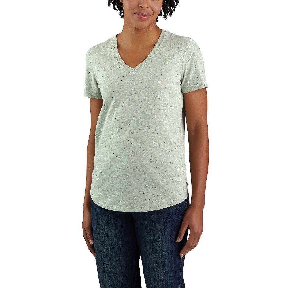 'Carhartt' Women's Relaxed Midweight V-Neck T-Shirt - Tinted Sage Heather