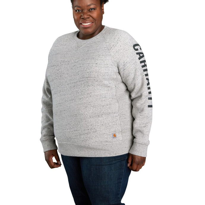 'Carhartt' Women's Midweight Logo Sleeve Crewneck Sweatshirt - Asphalt Heather