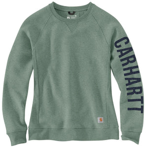 'Carhartt' Women's Midweight Logo Sleeve Crewneck Sweatshirt - Jade Heather
