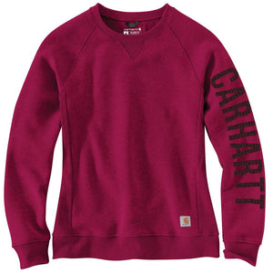 'Carhartt' Women's Midweight Logo Sleeve Crewneck Sweatshirt - Beet Red Heather