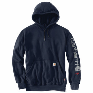 'Carhartt' Men's Flame-Resistant Force® Midweight Logo Sweatshirt - Navy