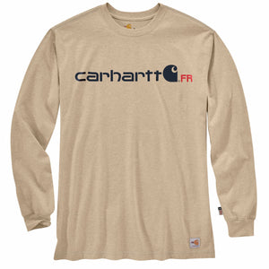 'Carhartt' Men's Flame Resistant Midweight Logo T-Shirt - Light Khaki Heather