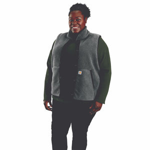 'Carhartt' Women's Button Front Fleece Vest - Granite Heather