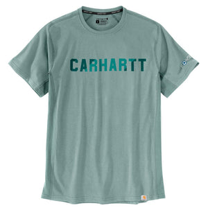 'Carhartt' Men's Force® Relaxed Fit Midweight Block Logo T-Shirt - Blue Surf