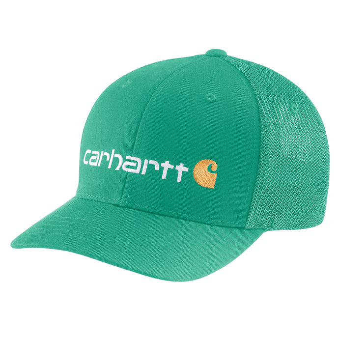 'Carhartt' Men's Rugged Flex Fitted Canvas Mesh-Back Logo Graphic Cap - Sea Green