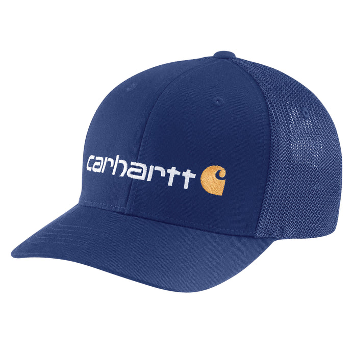 'Carhartt' Men's Rugged Flex Fitted Canvas Mesh-Back Logo Graphic Cap - Scout Blue