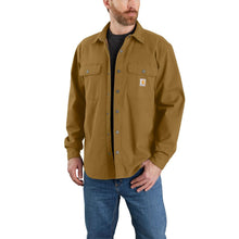 'Carhartt' Men's Rugged Flex® Canvas Fleece Lined Shirt Jac - Oak Brown