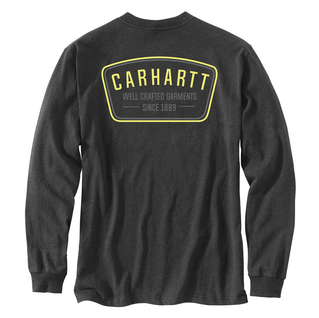 'Carhartt' Men's Relaxed Fit Heavyweight Long Sleeve Pocket Crafted Graphic Tee - Carbon Heather