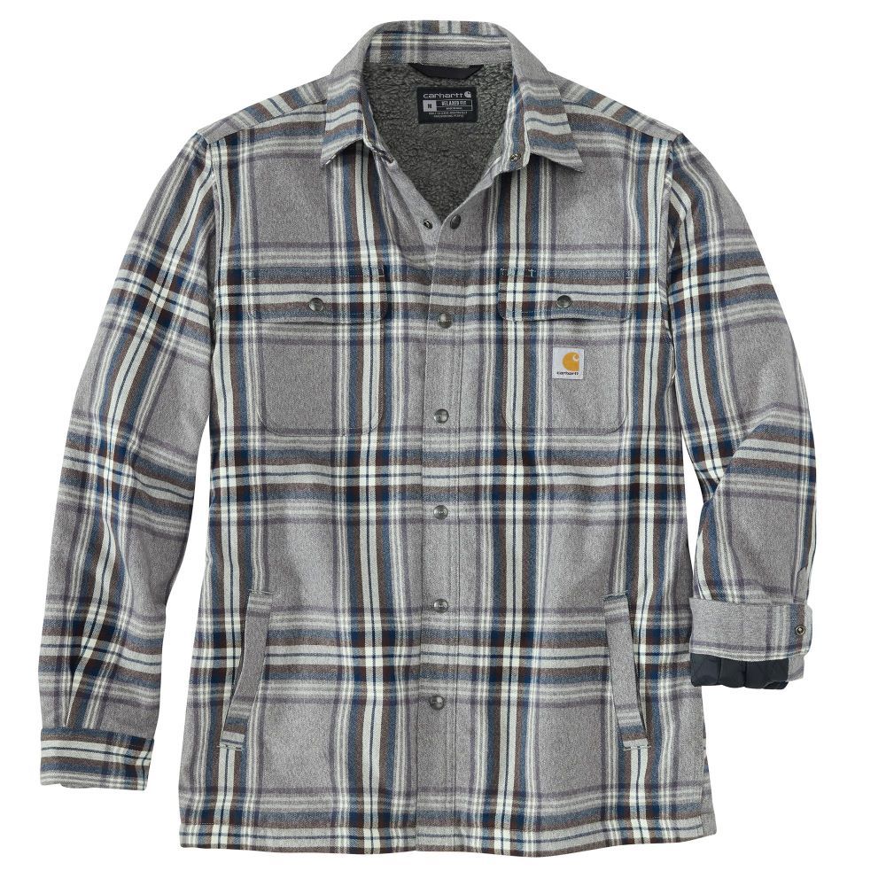 'Carhartt' Men's Flannel Sherpa Lined Shirt Jac - Asphalt