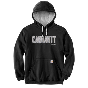 'Carhartt' Men's Midweight Felt Logo Hoodie - Black