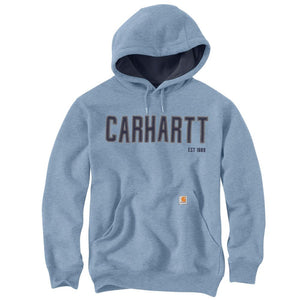 'Carhartt' Men's Midweight Felt Logo Hoodie - Alpine Blue Heather