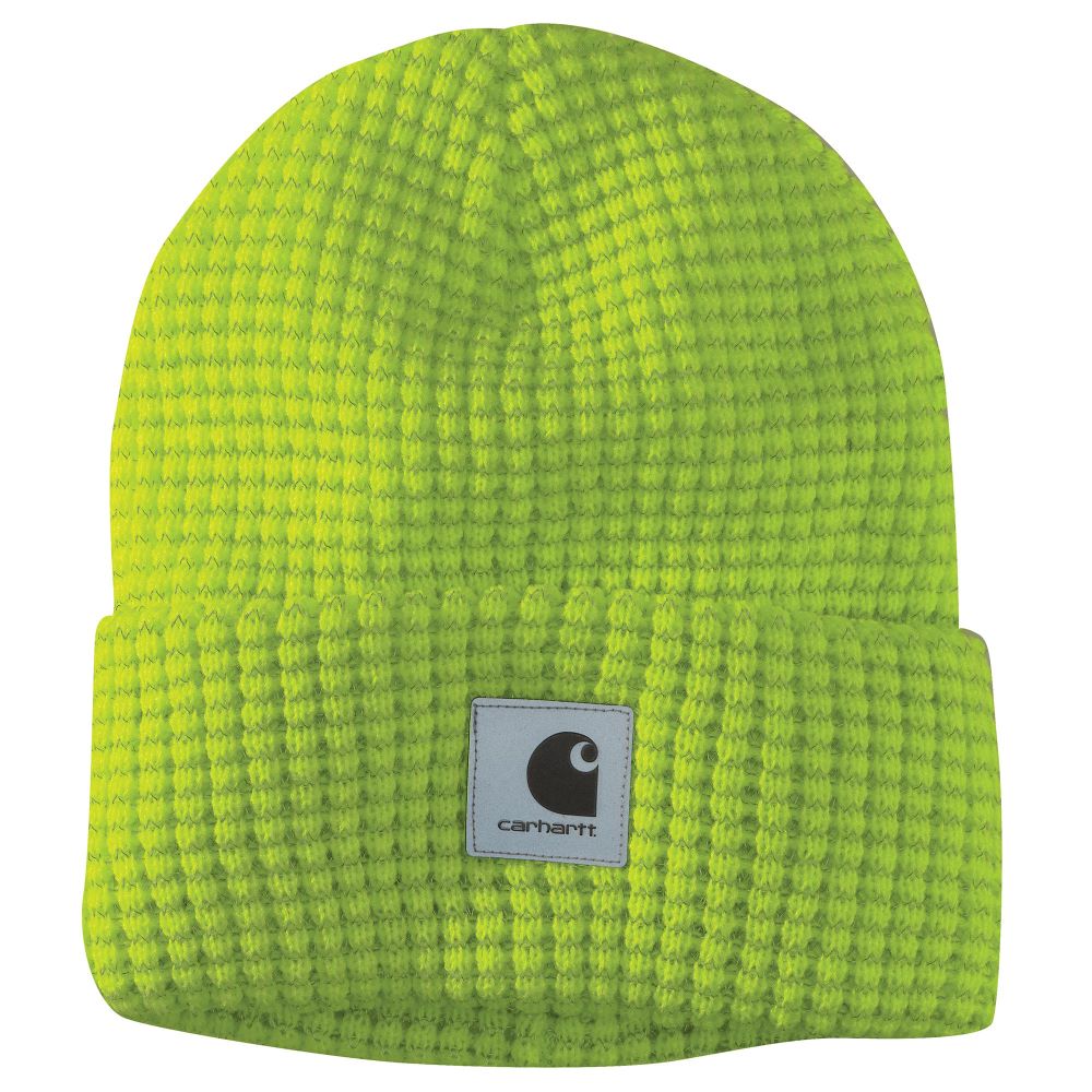 'Carhartt' Knit Reflective Patch Beanie - Brite Lime