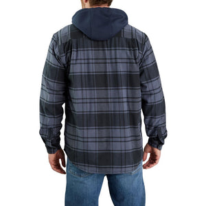 'Carhartt' Men's Rugged Flex® Flannel Fleece Lined Hooded Shirt Jac - Bluestone