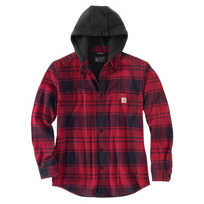 'Carhartt' Men's Rugged Flex® Flannel Fleece Lined Hooded Shirt Jac -  Oxblood