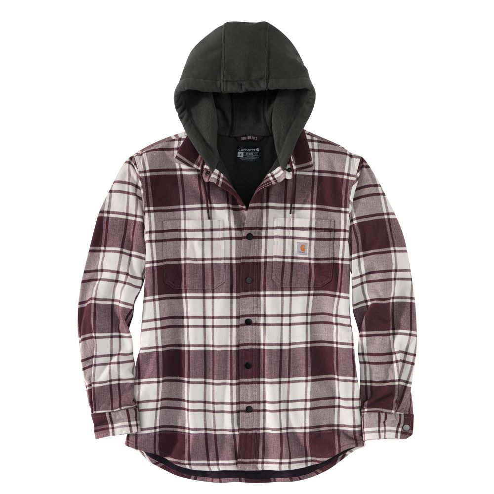 'Carhartt' Men's Rugged Flex® Flannel Fleece Lined Hooded Shirt Jac - Malt