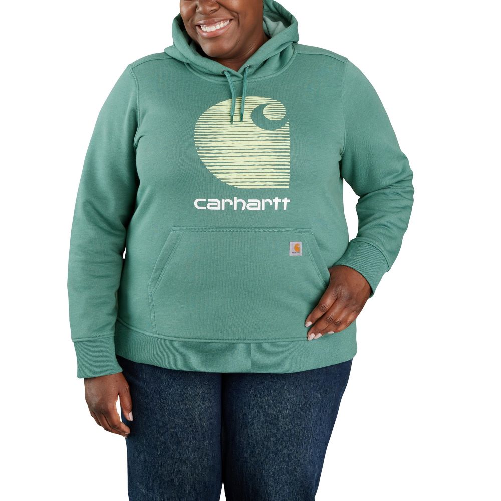 'Carhartt' Women's Rain Defender® Midweight Graphic Hoodie - Slate Green Heather