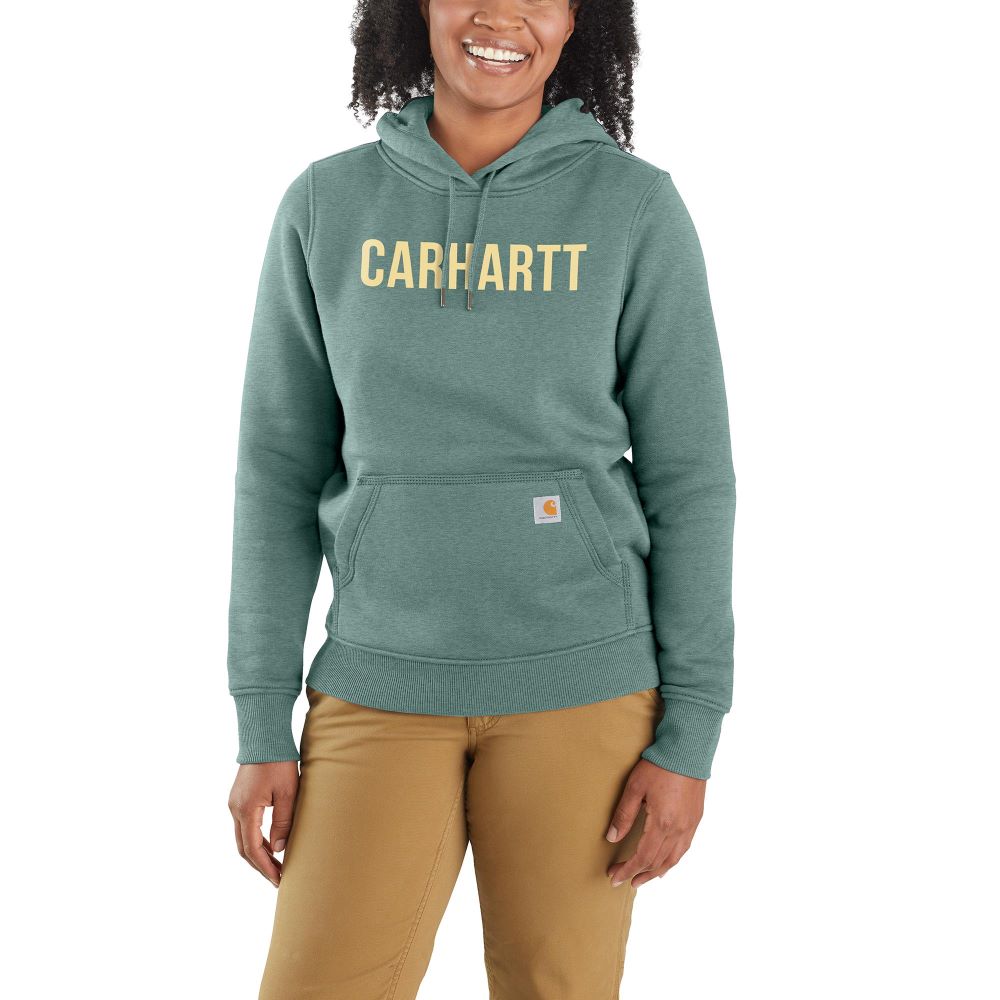 'Carhartt' Women's Relaxed Fit Midweight Graphic Hoodie - Succulent Heather