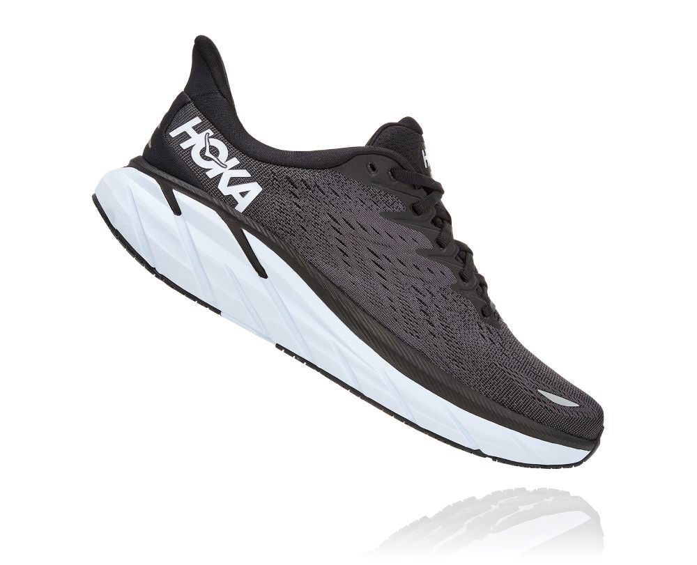 'HOKA' Men's Clifton 8 - Black / White (Wide)