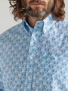 'George Strait' Men's Relaxed Fit Print Button Down - Blue