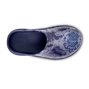 'OOFOS' Women's OOcloog Clog Limited Edition - Navy / Silver Snake