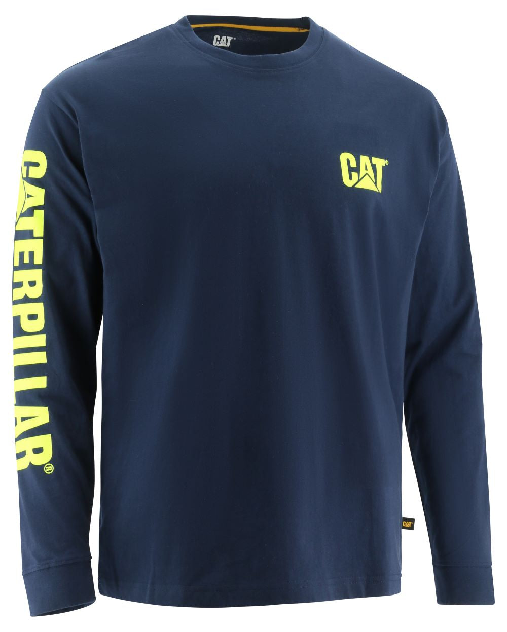 'Caterpillar' Men's Trademark Banner Tee - Detriot Blue / HiVis Yellow