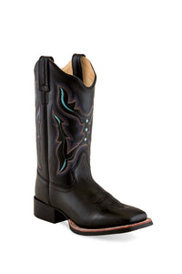 'Old West' Women's 11" Western Scallop Square Toe - Black
