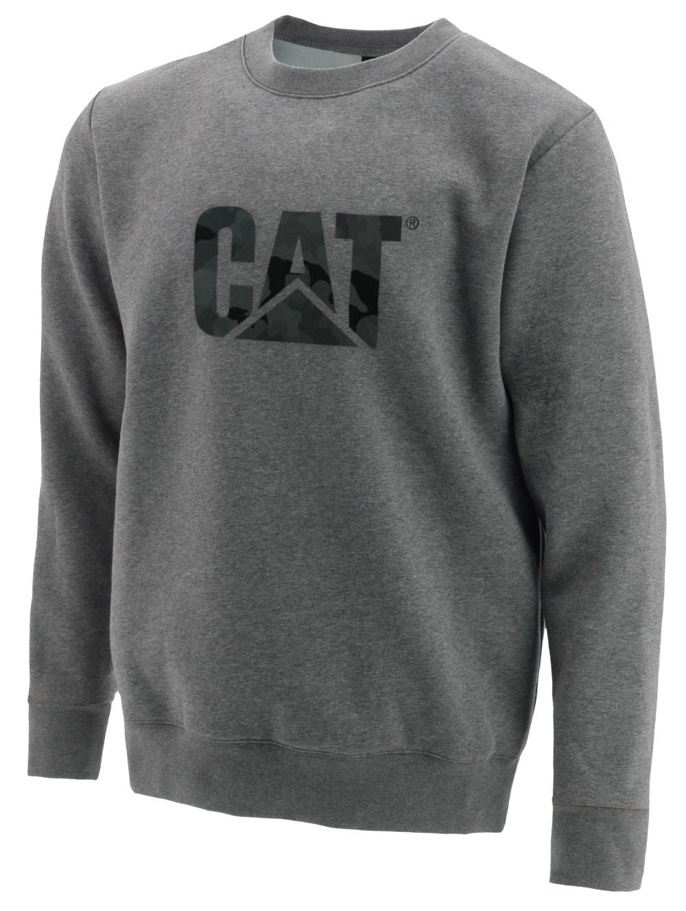 'Caterpillar' Men's Trademark Logo Crew Sweatshirt - Dark Heather Grey