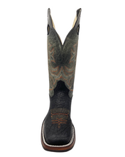 'Hondo Boots' Men's 14" Nubuck Bullhide Western Square Toe - Black