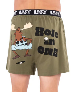 'Lazy One ' Men's Hole In One Boxer - Army Green