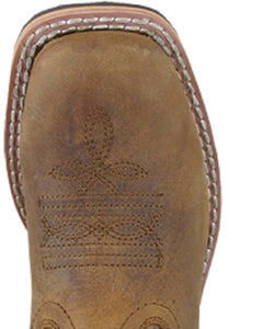 'Smoky Mountain' Children's Jesse Square Toe - Distressed Brown / Brown Crackle