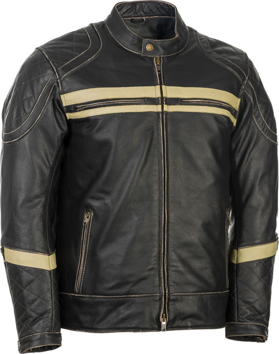 'Highway 21' Men's Motordome Leather Jacket - Antique Black