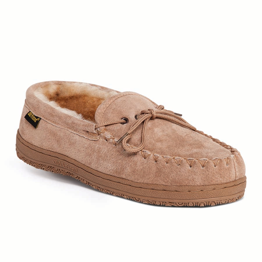 'Old Friend Footwear' Men's Loafer Moccasin Slipper - Chestnut I