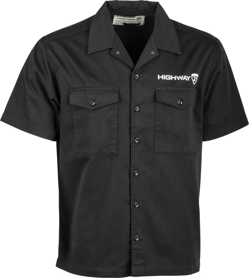 'Highway 21' Men's Halliwell Button Down Work Shirt - Black