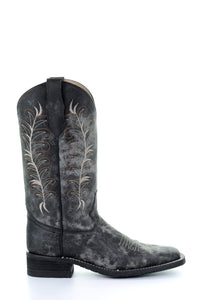 'Corral' Women's 12" Embroidered Western - Black / Sand