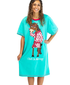 'Lazy One' Women's I Don't Do Mornings Nightshirt - Teal