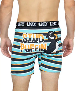 'Lazy One' Men's Stud Puffin Boxer Brief - Navy / Teal