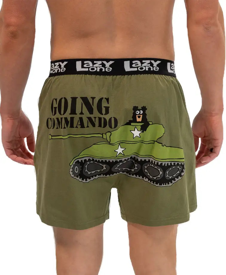 'Lazy One' Men's Going Commando Boxer - Army Green