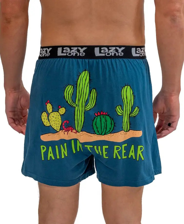 'Lazy One' Men's Pain In The Rear Boxer - Blue