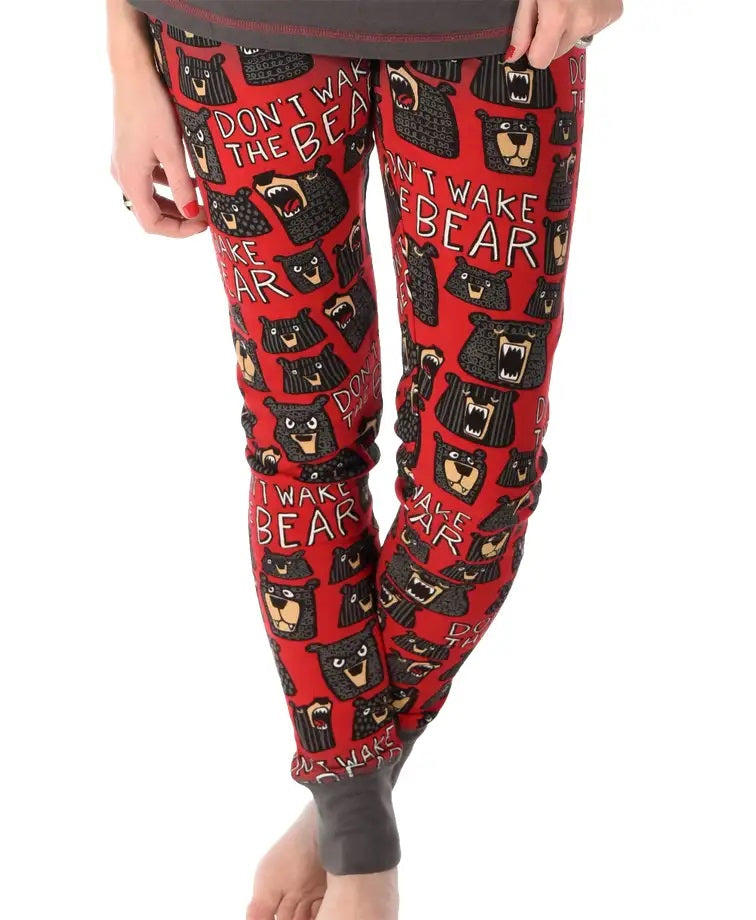 'Lazy One' Women's Don't Wake The Bear Leggings - Red